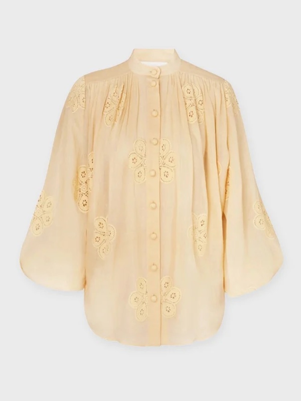 Zimmermann Pale Yellow Eyelet Button-Down Blouse